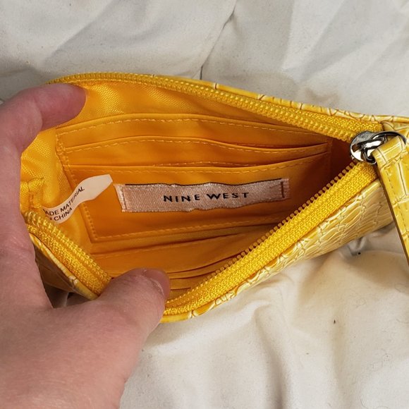 Nine West Yellow Faux Snake Skin Wristlet - Picture 4 of 4